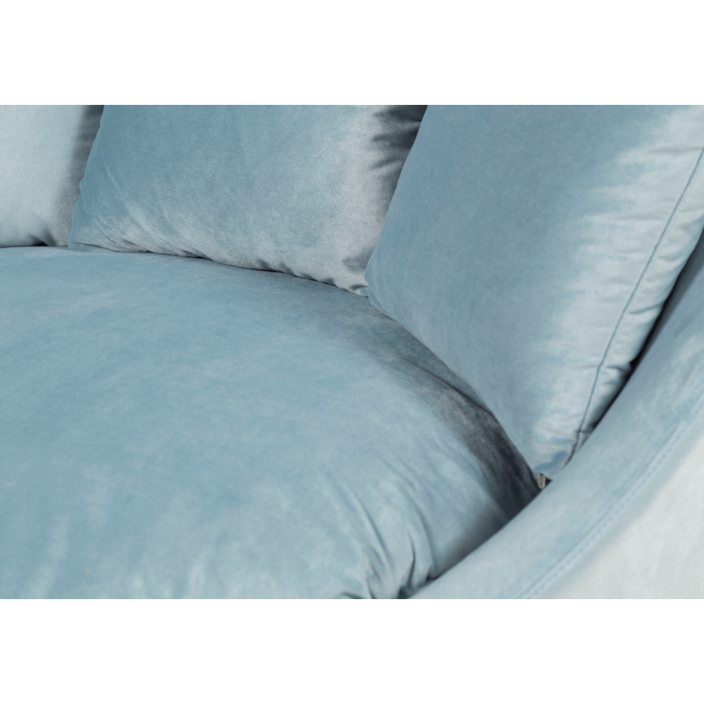 LOVELY AÇIK MAVİ KADİFE DÖNER KOLTUK