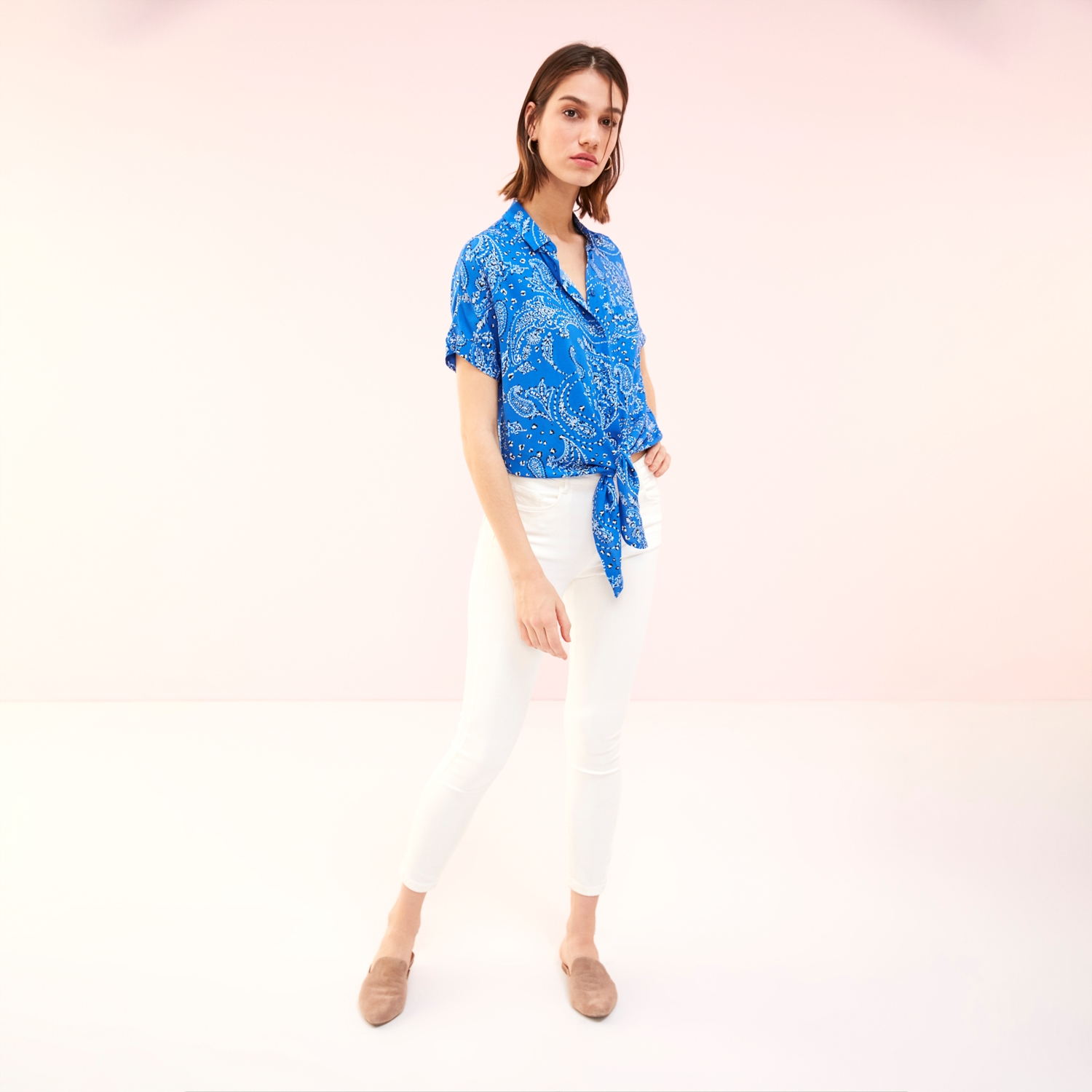 BELDEN BAĞLAMALI ETNİK VİSKOZ GÖMLEK