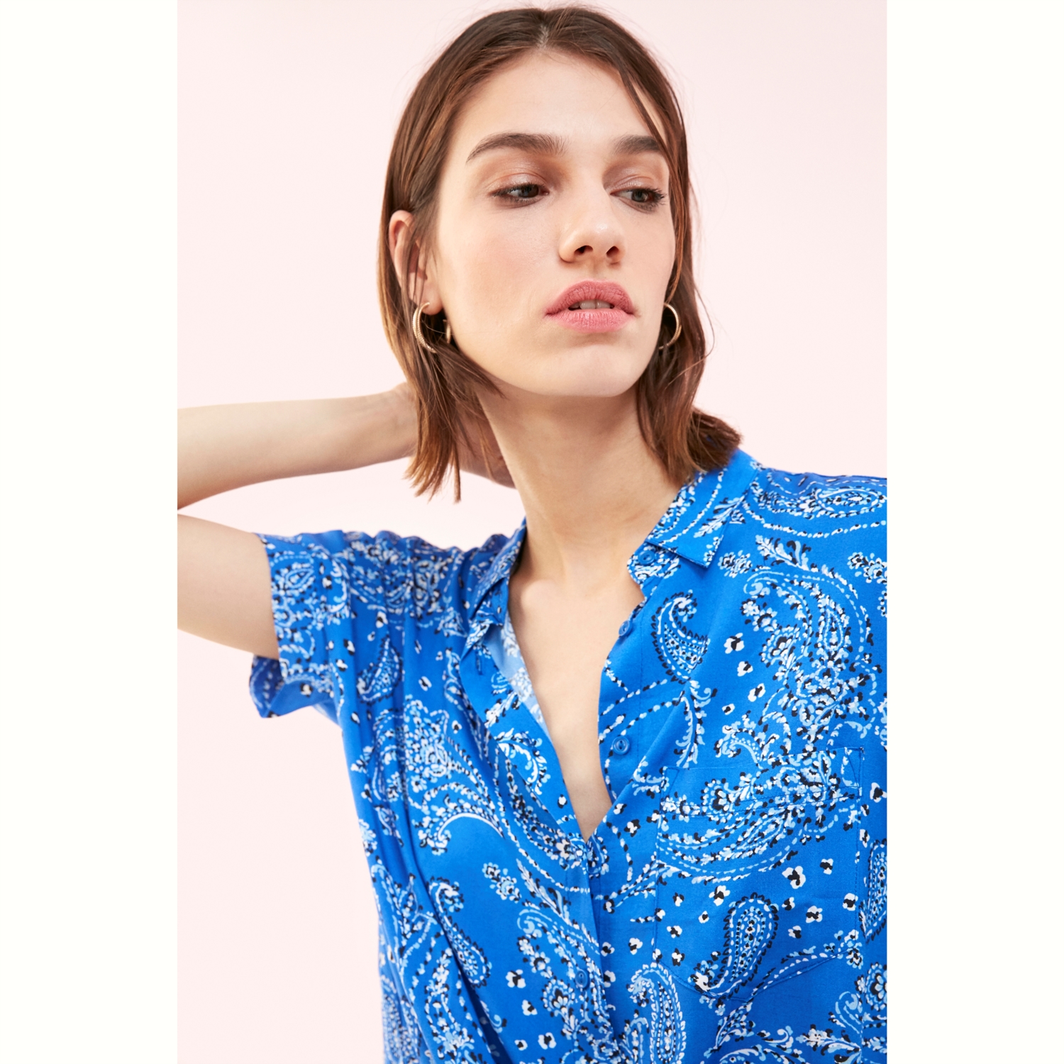 BELDEN BAĞLAMALI ETNİK VİSKOZ GÖMLEK