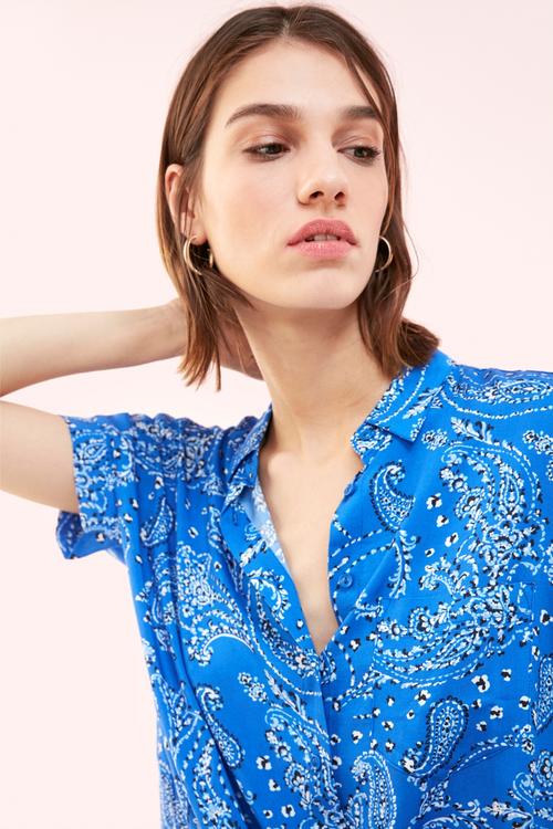  BELDEN BAĞLAMALI ETNİK VİSKOZ GÖMLEK