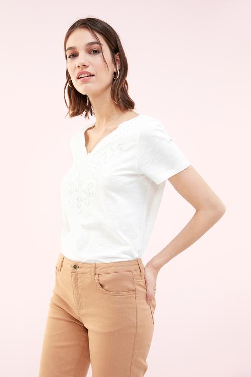  NAKIŞ İŞLEMELİ V YAKA T-SHIRT