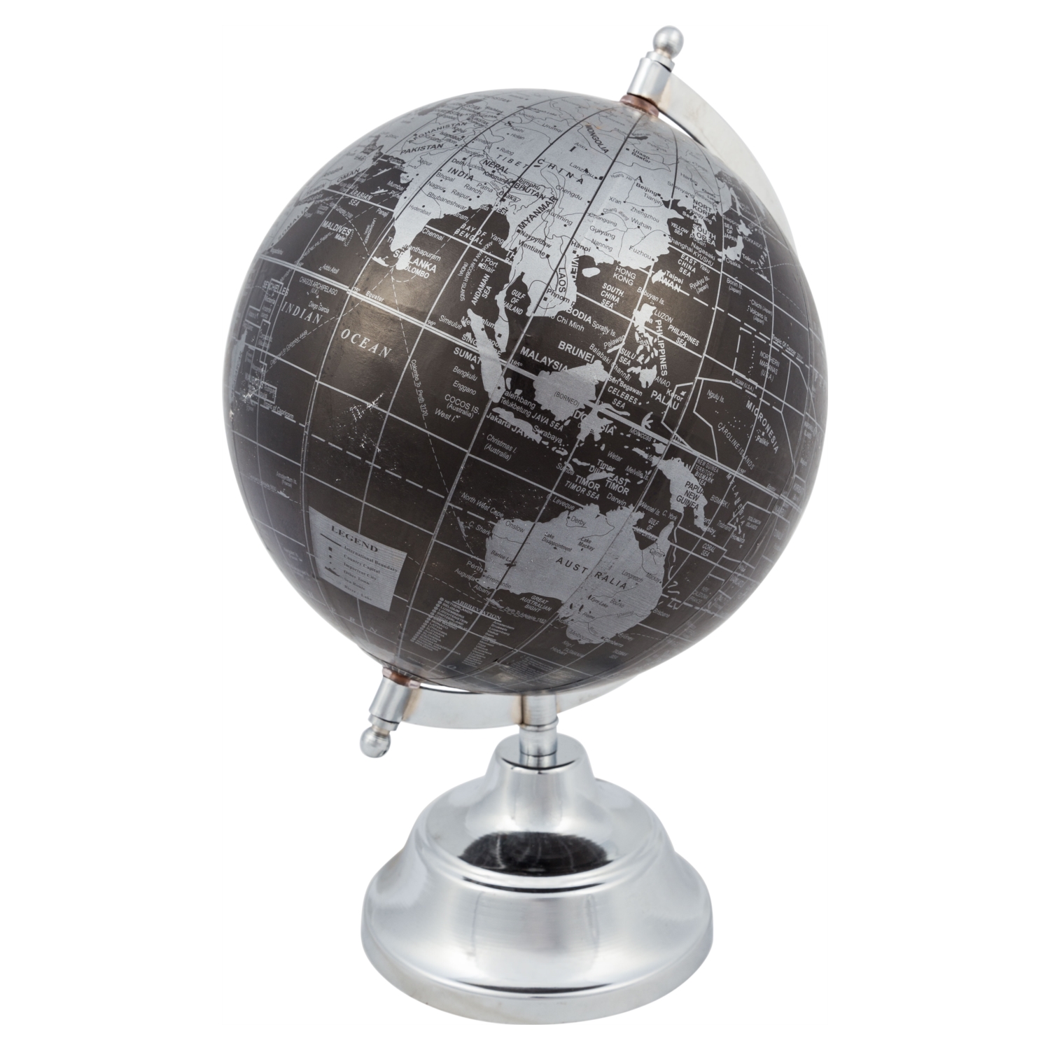 DEKORATİF DÜNYA KÜRE 13CM GÜMÜŞ