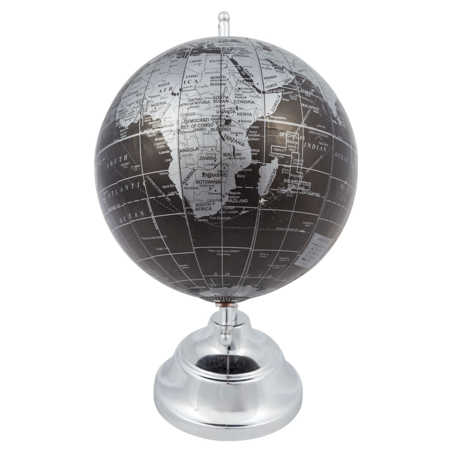 DEKORATİF DÜNYA KÜRE 13CM GÜMÜŞ