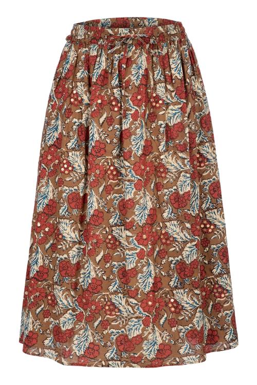  ÇİÇEK DESENLİ MİDİ BOY PAMUKLU KLOŞ ETEK