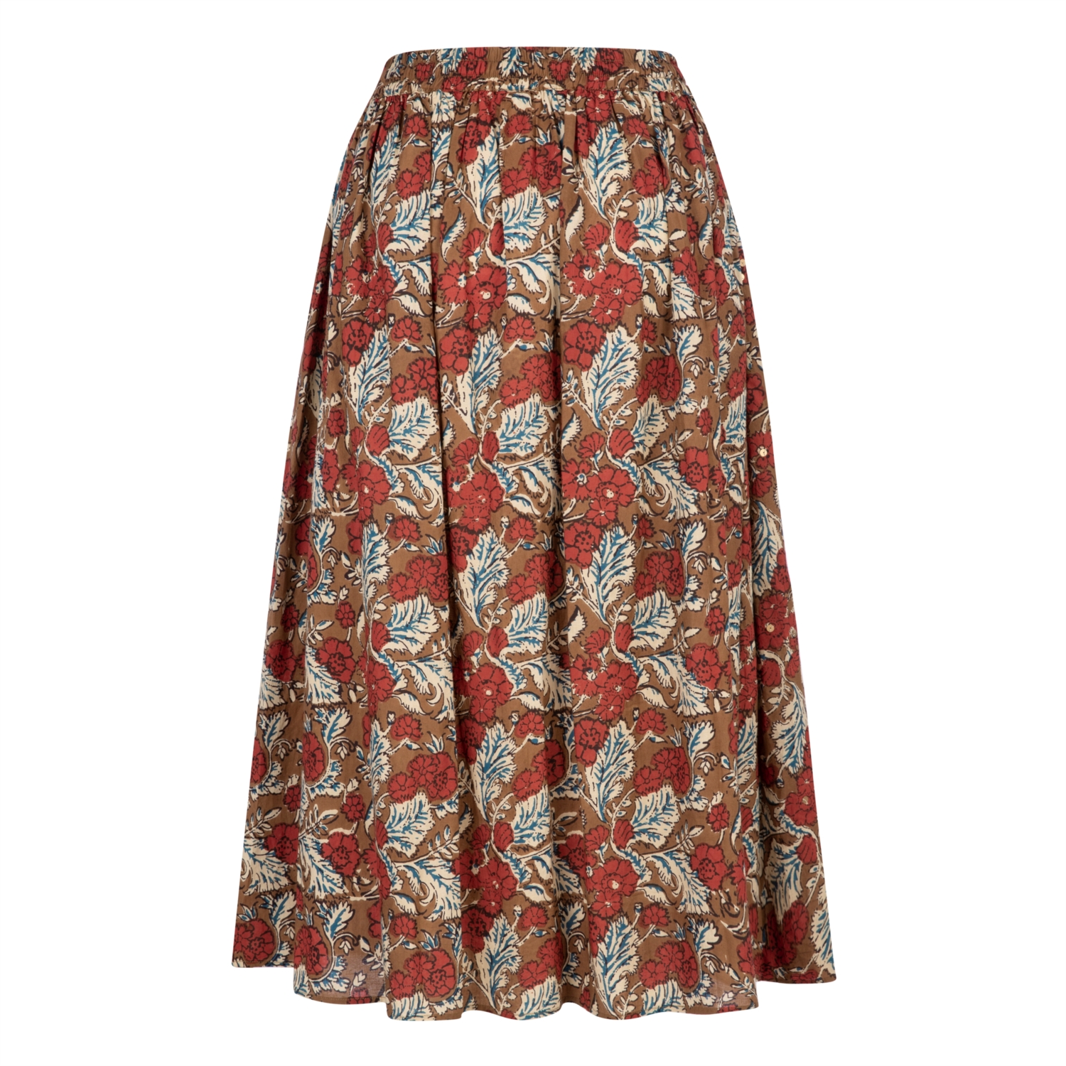 ÇİÇEK DESENLİ MİDİ BOY PAMUKLU KLOŞ ETEK