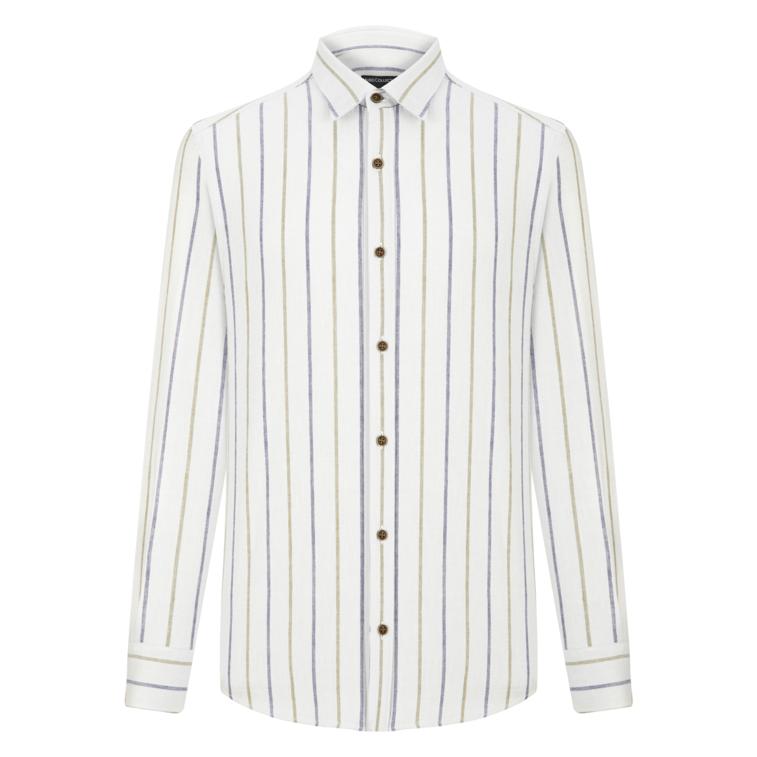 ÇİZGİ DETAYLI REGULAR KETEN GÖMLEK