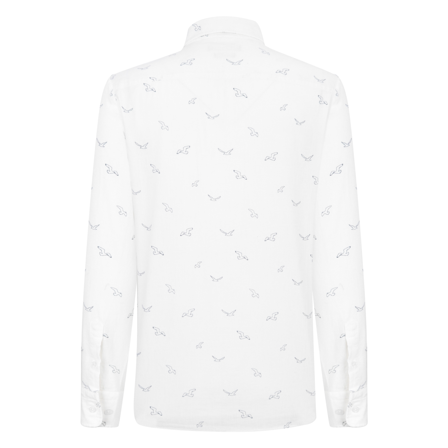 KUŞ DESENLİ REGULAR KETEN GÖMLEK