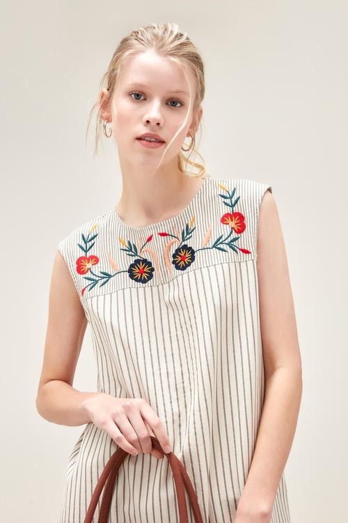  ETNİK DESENLİ A FORM MİNİ ELBİSE