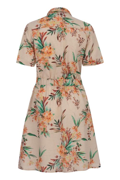  ÇİÇEK BASKILI BAĞLAMALI ELBİSE