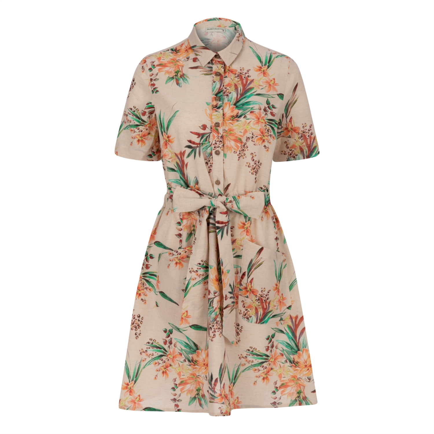 ÇİÇEK BASKILI BAĞLAMALI ELBİSE