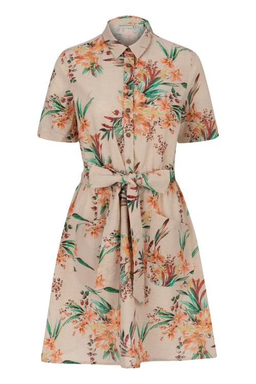  ÇİÇEK BASKILI BAĞLAMALI ELBİSE