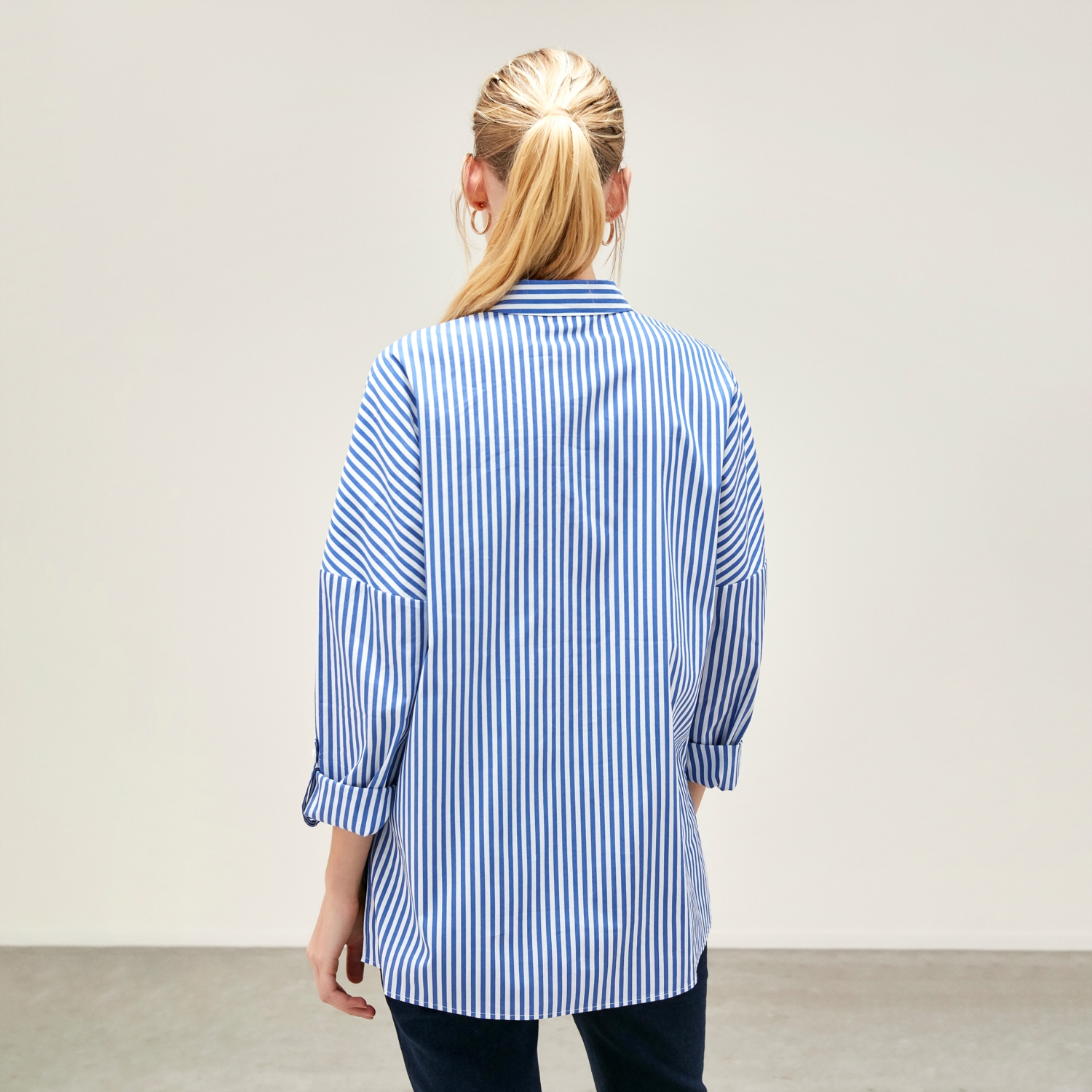 OVERSIZE ÇİZGİLİ GÖMLEK