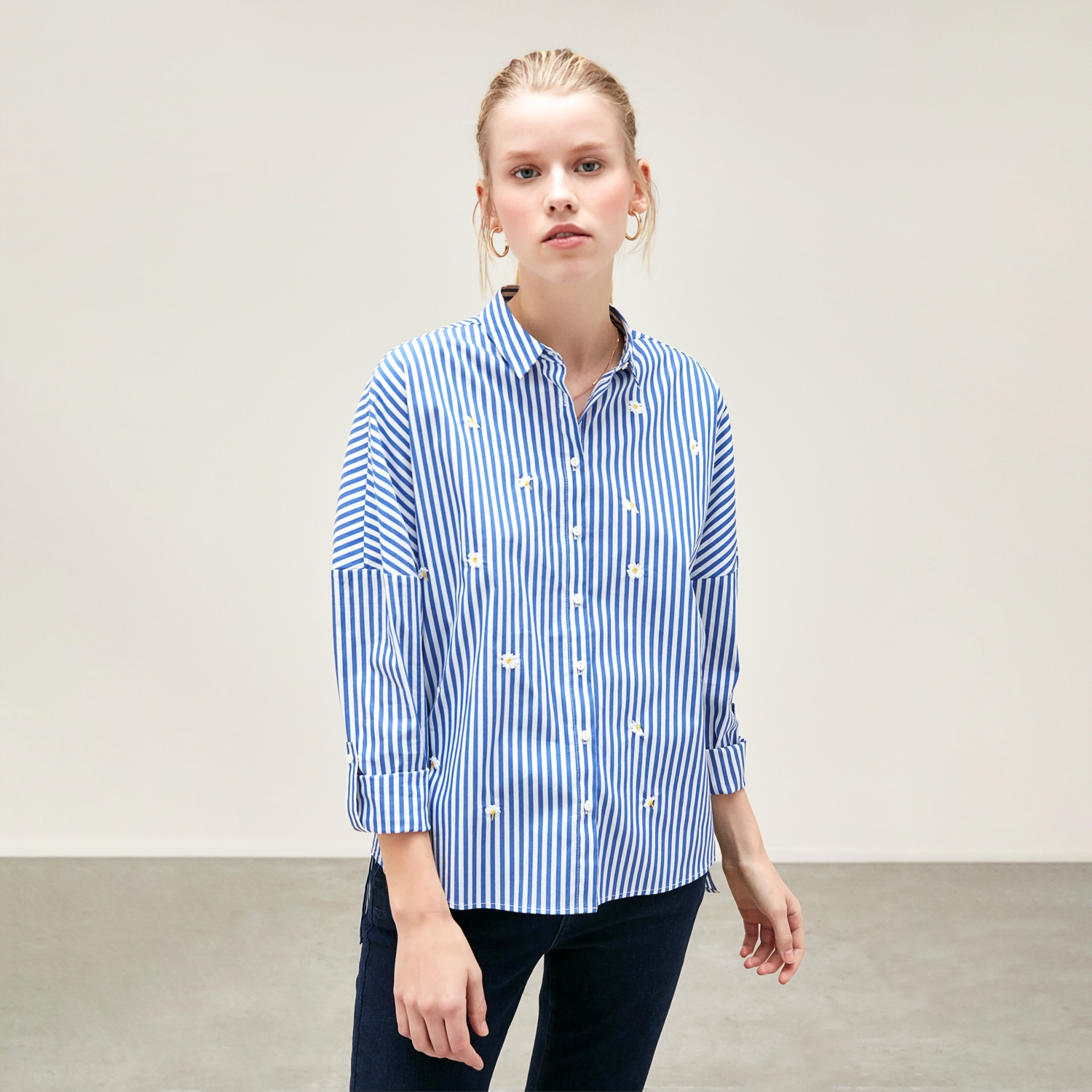 OVERSIZE ÇİZGİLİ GÖMLEK