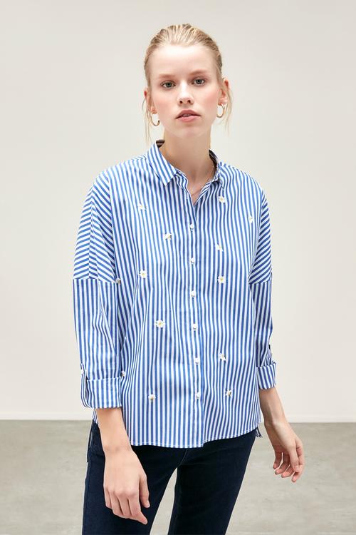  OVERSIZE ÇİZGİLİ GÖMLEK