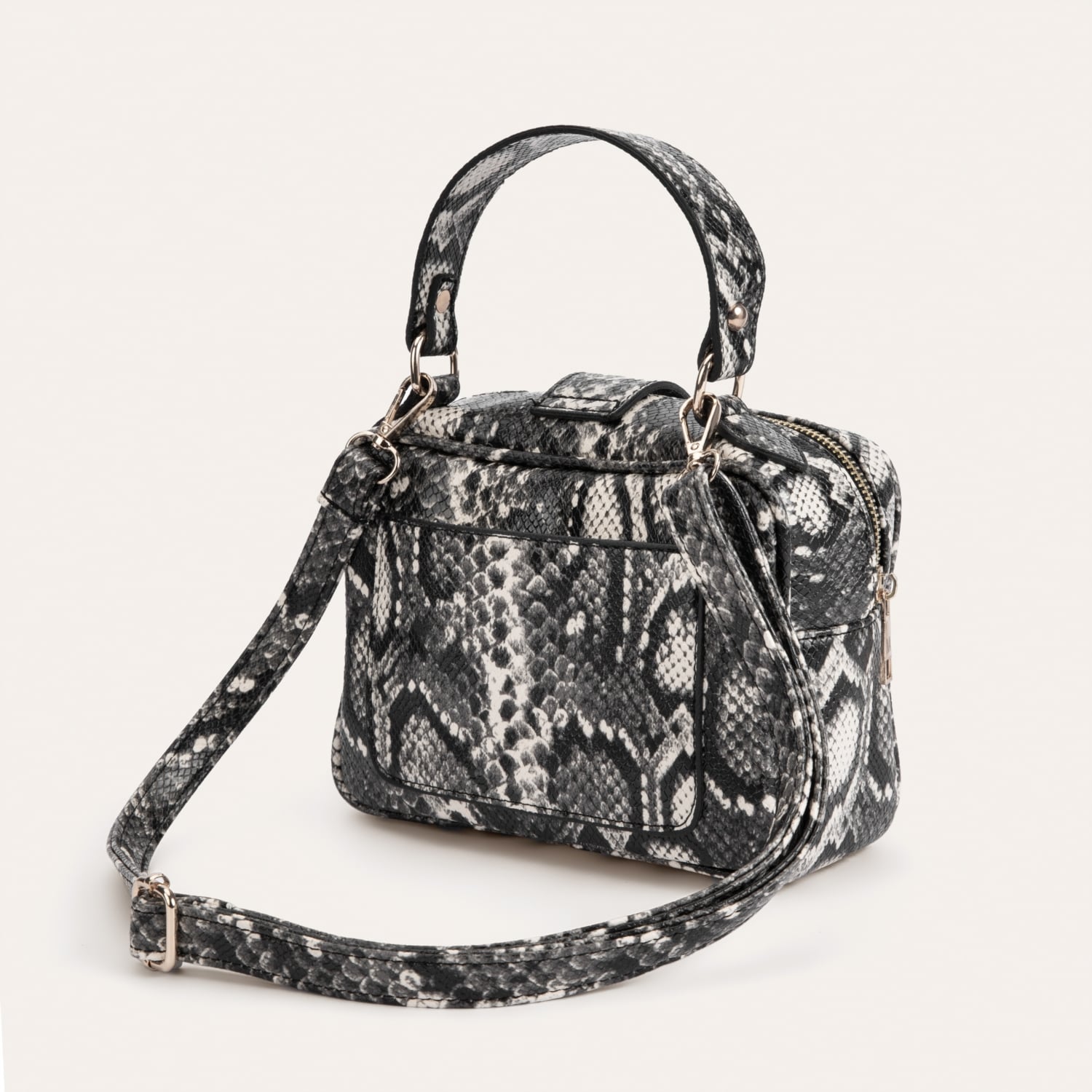 YILAN DERİSİ DESENLİ ÇAPRAZ ASKILI EL ÇANTASI