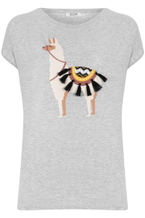  PÜSKÜL DETAYLI BASKILI BİSİKLET YAKA KISA KOL T-SHIRT