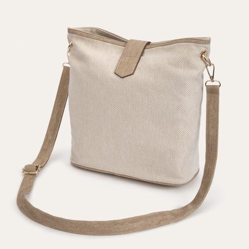  ZIMBA DETAYLI HASIR GÖRÜNÜMLÜ OMUZ ÇANTASI