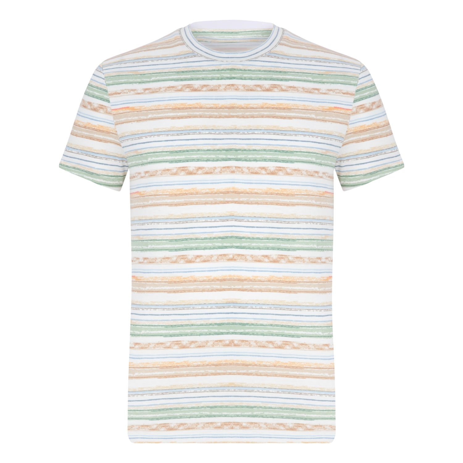 RENKLİ ÇİZGİLİ BİSİKLET YAKA KISA KOL T-SHIRT