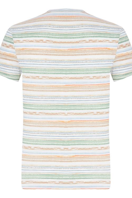  RENKLİ ÇİZGİLİ BİSİKLET YAKA KISA KOL T-SHIRT