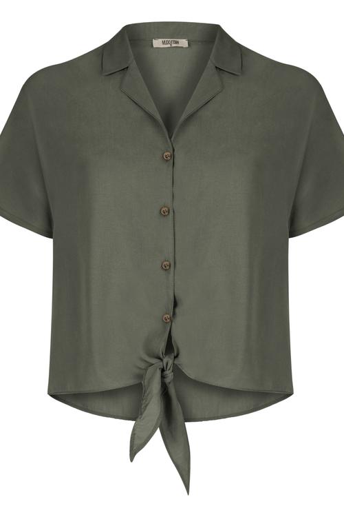  ÖNÜ FİYONKLU KISA KOLLU REGULAR GÖMLEK