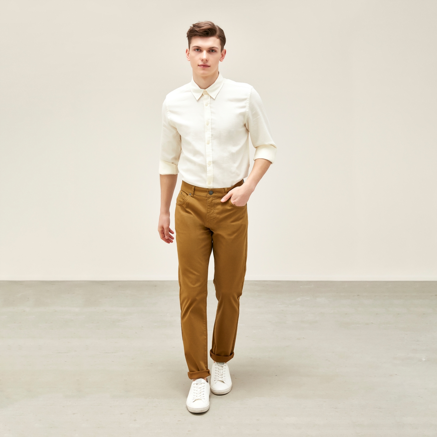 SLIM PAMUKLU DOKUMA GÖMLEK