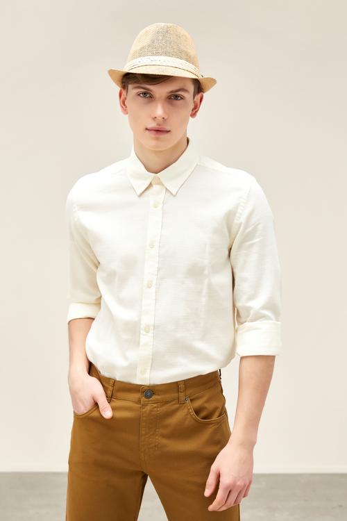  SLIM PAMUKLU DOKUMA GÖMLEK