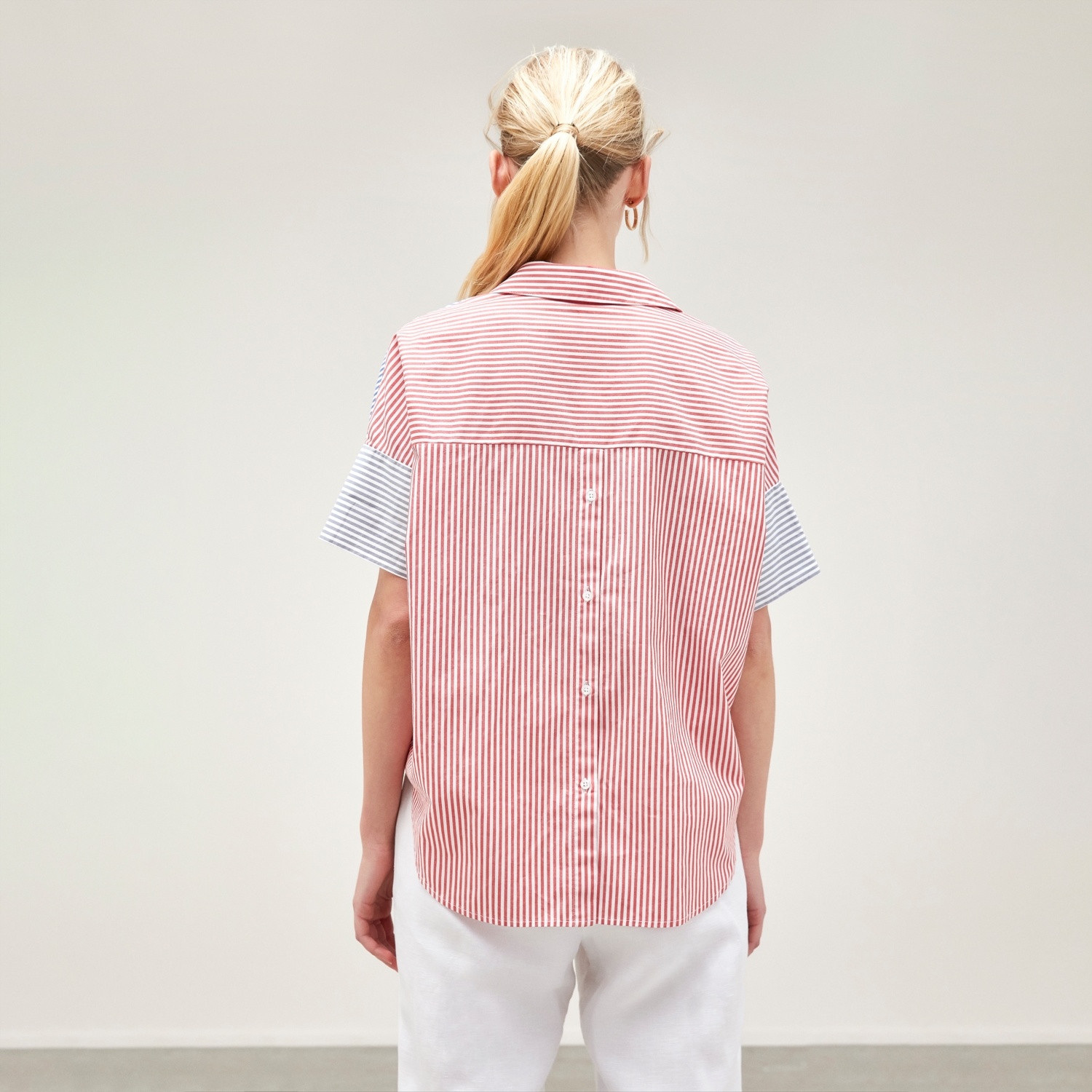 ÇİZGİ DETAYLI CASUAL PAMUKLU BLUZ