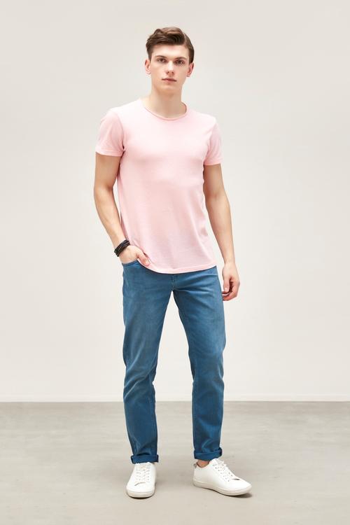  FLAMİNGO DESENLİ BİSİKLET YAKA KISA KOL -SHIRT