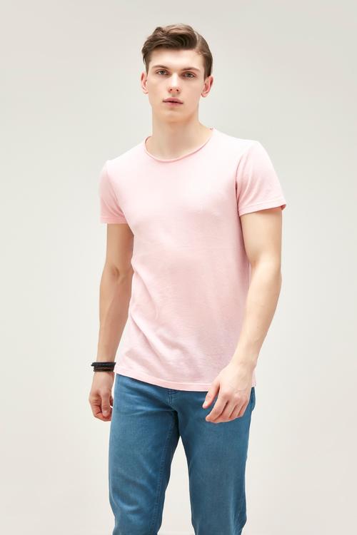  FLAMİNGO DESENLİ BİSİKLET YAKA KISA KOL -SHIRT