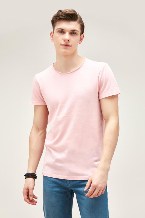  FLAMİNGO DESENLİ BİSİKLET YAKA KISA KOL -SHIRT