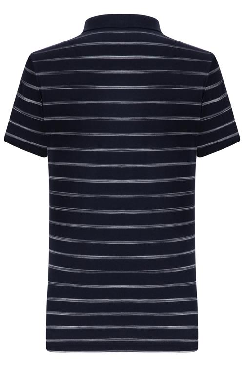  ÇİZGİLİ POLO YAKA NAKIŞLI KISA KOL T-SHIRT