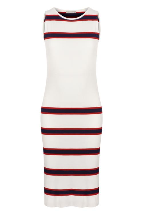  ÇİZGİ DETAYLI MİDİ BOY DAR ELBİSE