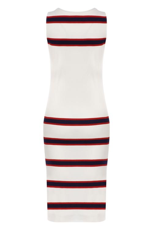  ÇİZGİ DETAYLI MİDİ BOY DAR ELBİSE