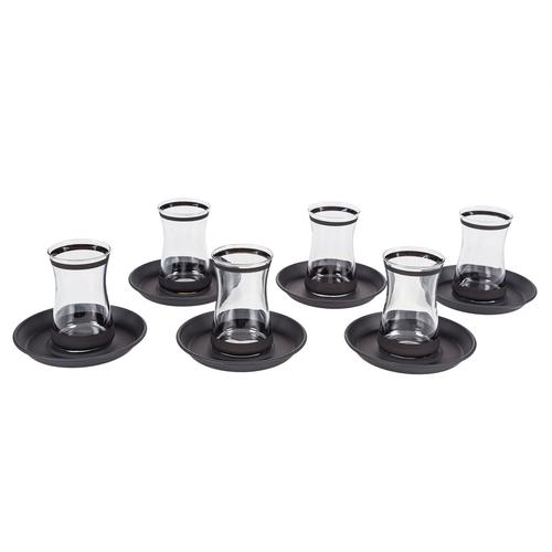  BLACK LINE 12 PARÇA ÇAY BARDAĞI & TABAĞI SETİ