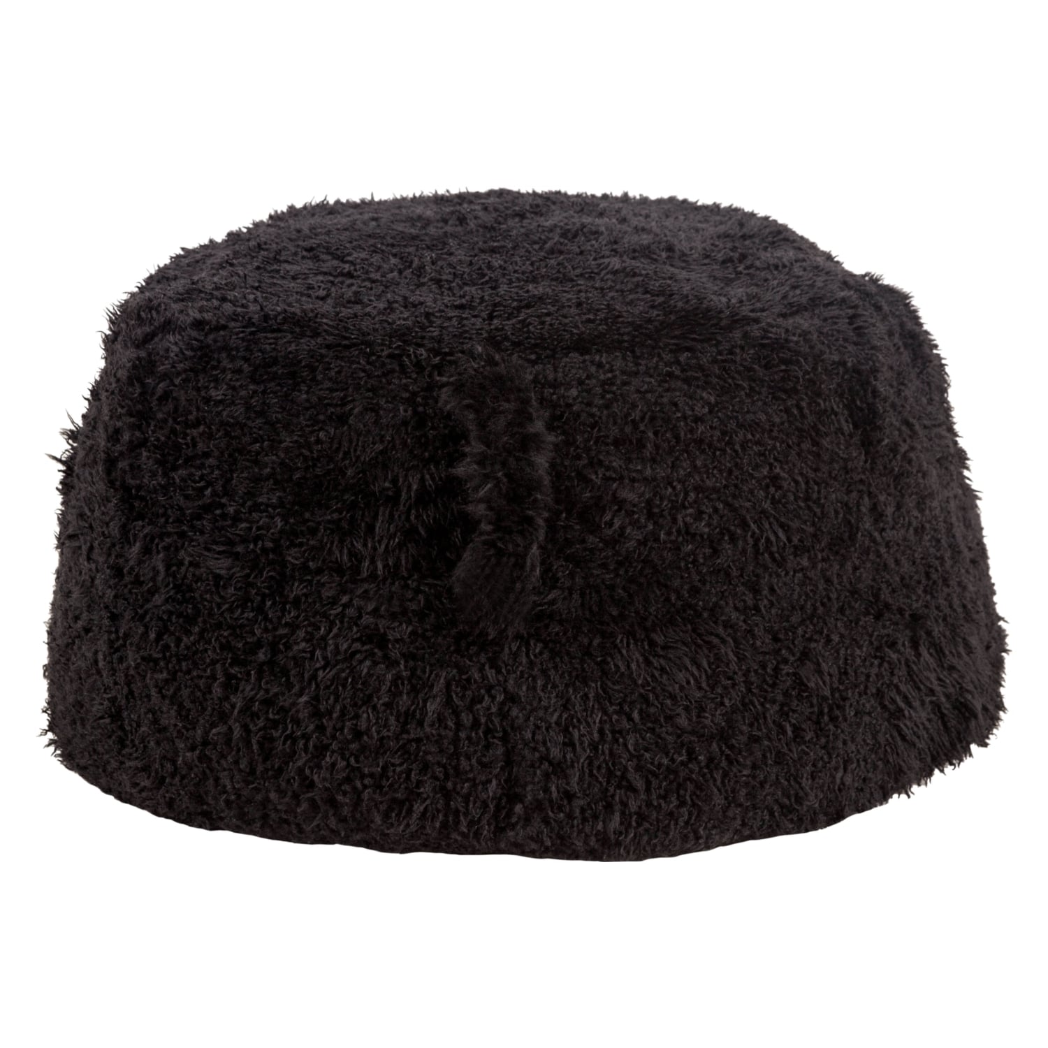 SARNIA SİYAH KÜRKLÜ PUF