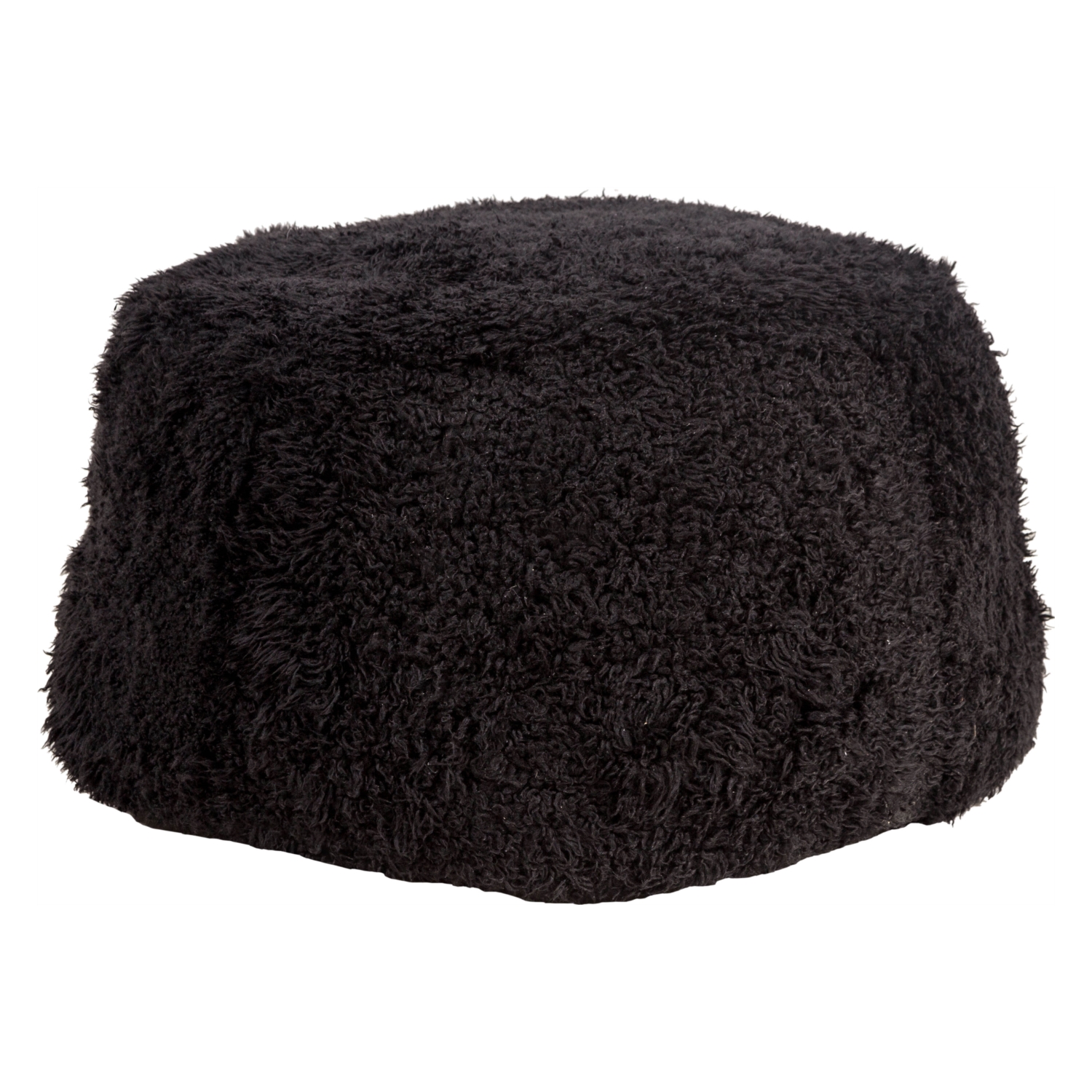 SARNIA SİYAH KÜRKLÜ PUF