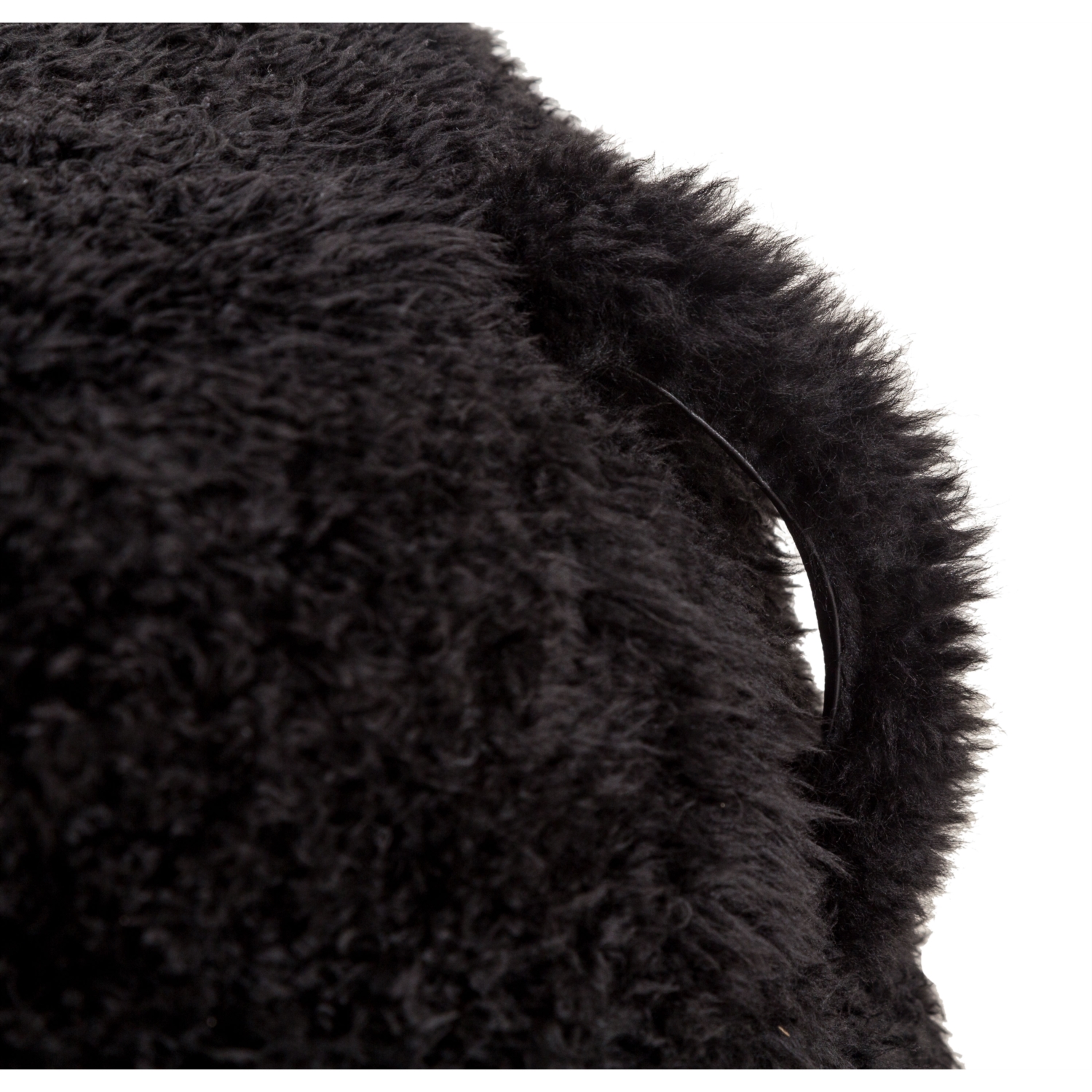 SARNIA SİYAH KÜRKLÜ PUF