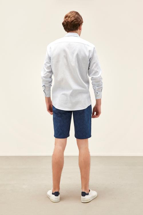  PAMUKLU KETEN REGULAR GÖMLEK