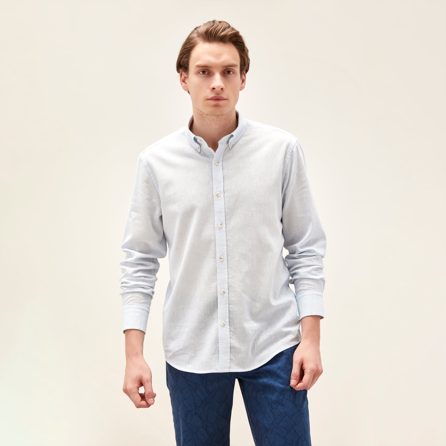 PAMUKLU KETEN REGULAR GÖMLEK