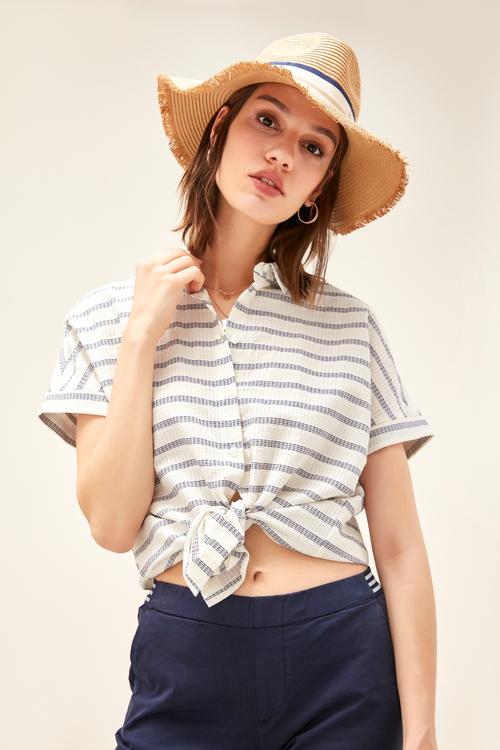  ÇİZGİ DETAYLI REGULAR CASUAL PAMUKLU GÖMLEK