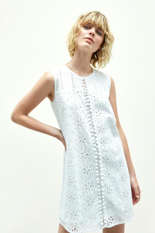  PAMUKLU NAKIŞLI MİNİ ELBİSE