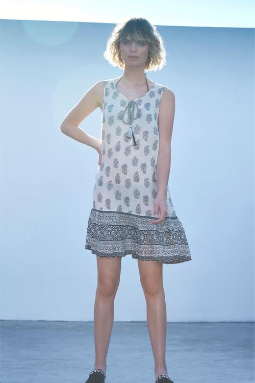  ETNİK DESENLİ A FORM MİNİ ELBİSE