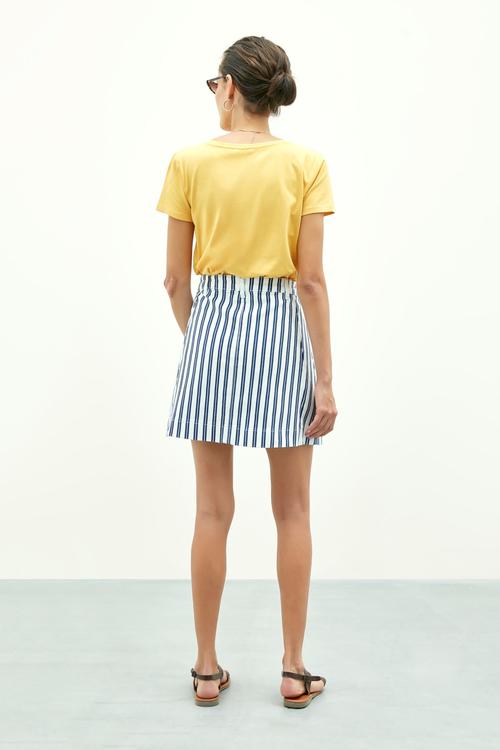  BASKILI PAMUKLU BİSİKLET YAKA T-SHIRT