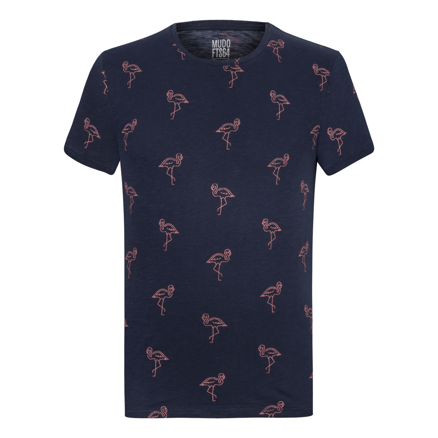 FLAMİNGO DESENLİ BİSİKLET YAKA KISA KOL PAMUKLU T-SHIRT