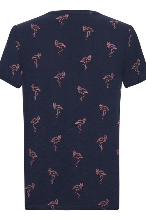  FLAMİNGO DESENLİ BİSİKLET YAKA KISA KOL PAMUKLU T-SHIRT