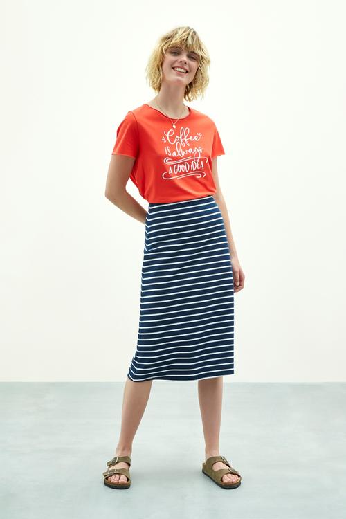  ÇİZGİ DETAYLI A FORM MİDİ BOY ETEK