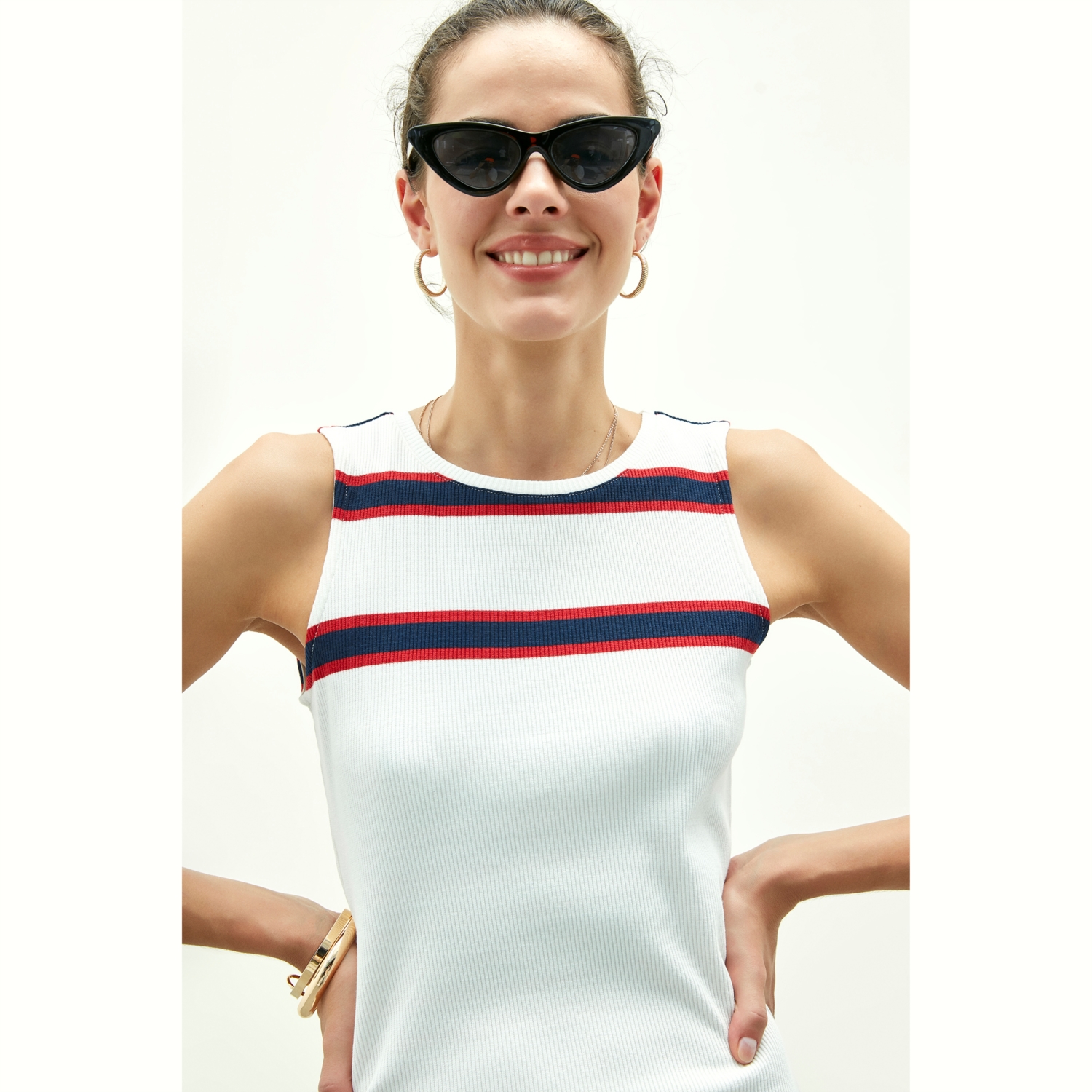 ÇİZGİ DETAYLI MİDİ BOY DAR ELBİSE