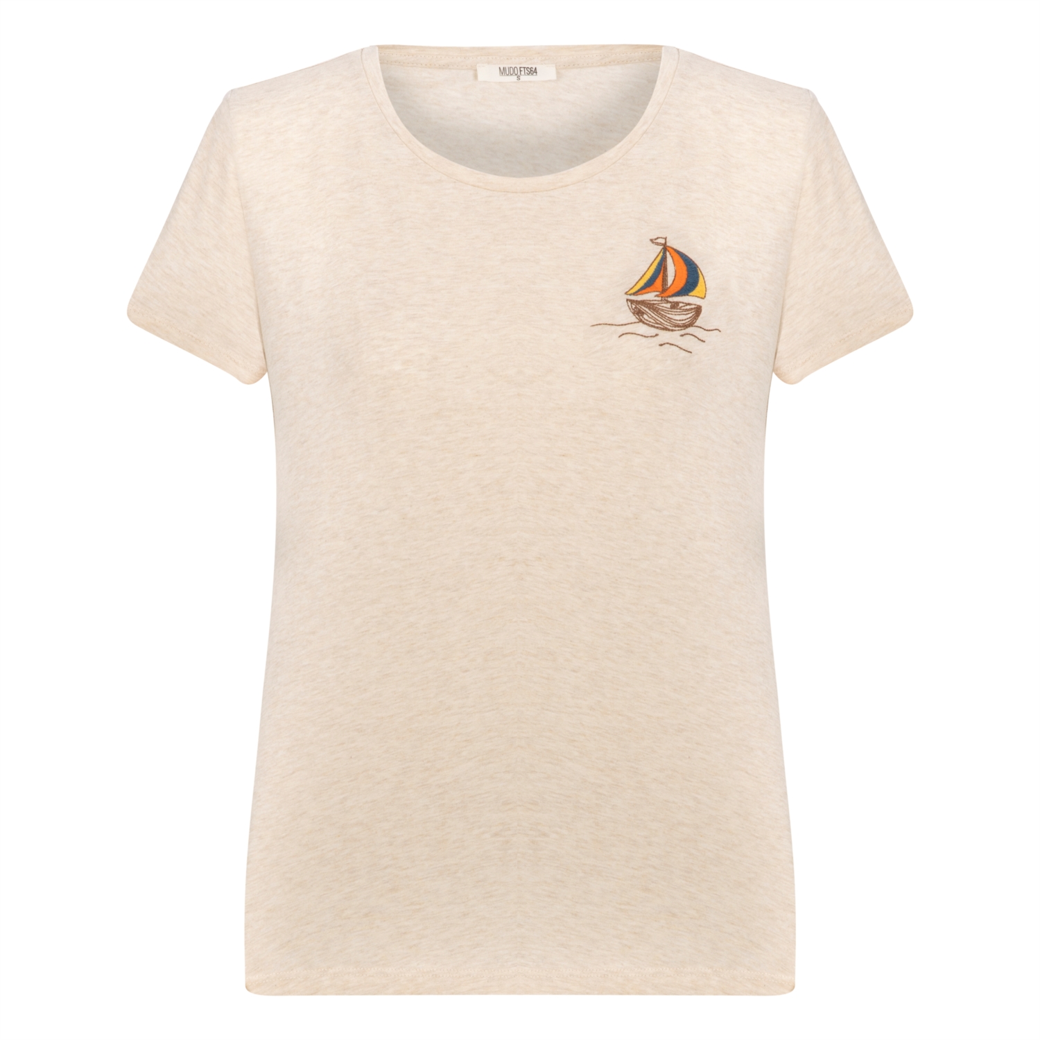 NAKIŞ DETAYLI BİSİKLET YAKA KISA KOLLU T-SHIRT