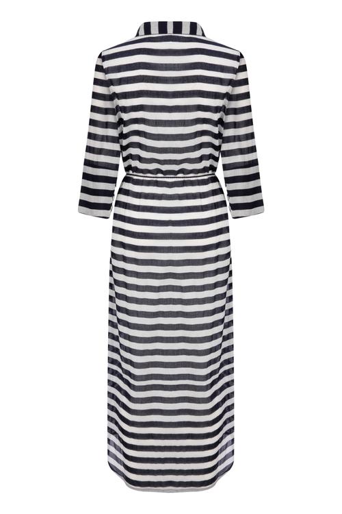  ÇİZGİ DETAYLI PAMUKLU PLAJ ELBİSESİ