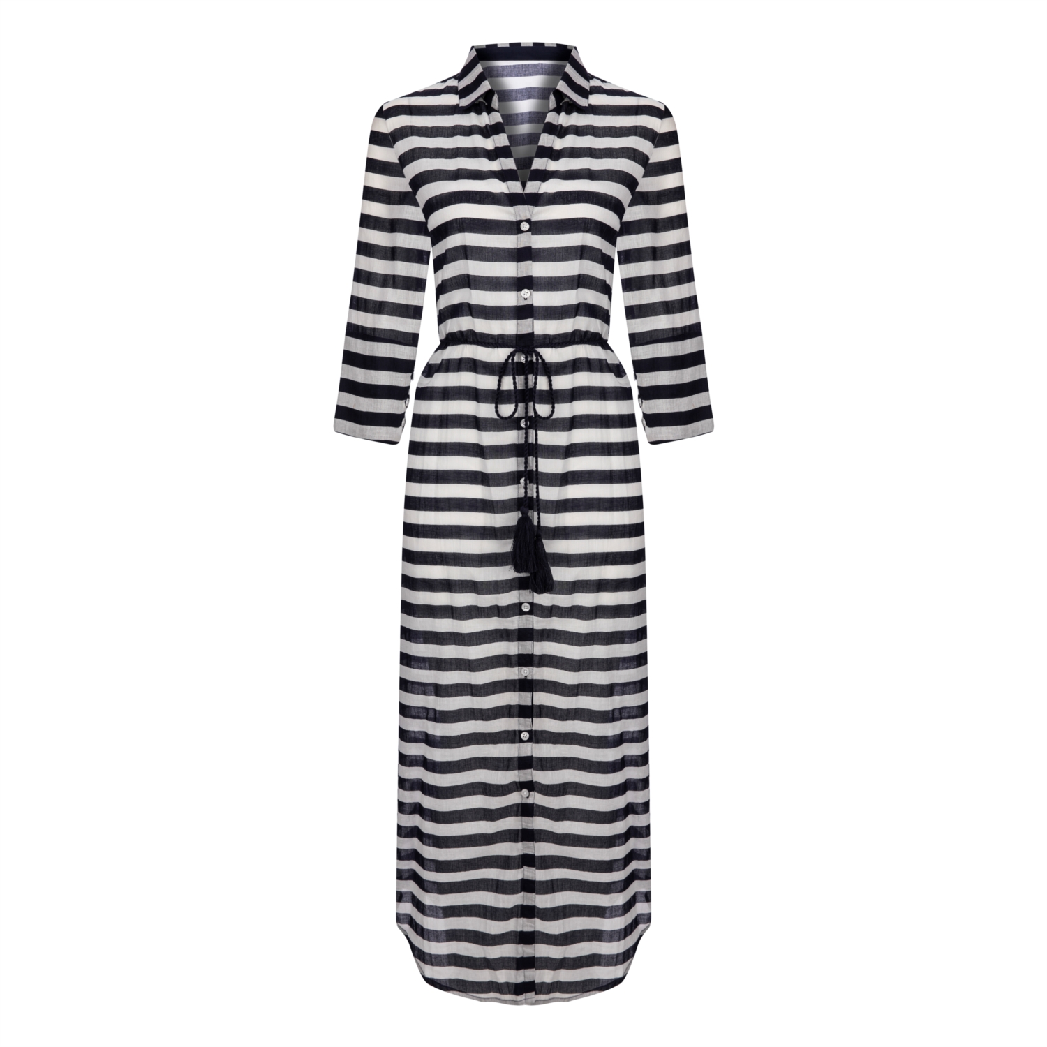 ÇİZGİ DETAYLI PAMUKLU PLAJ ELBİSESİ